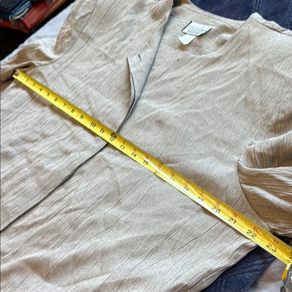 Vintage MAren Petite Women’s Tan Button Down Lightweight Top & Pant 16 petite - Picture 8 of 15